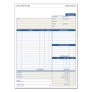 TOPS™ Snap-off Job Invoice Form, Three-part Carbonless, 8.5 X 11.63, 1-page, 50 Forms freeshipping - TVN Wholesale